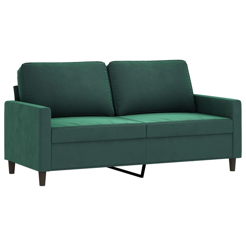 Ensemble de canapé 2 pièces avec coussins en velours vert foncé
