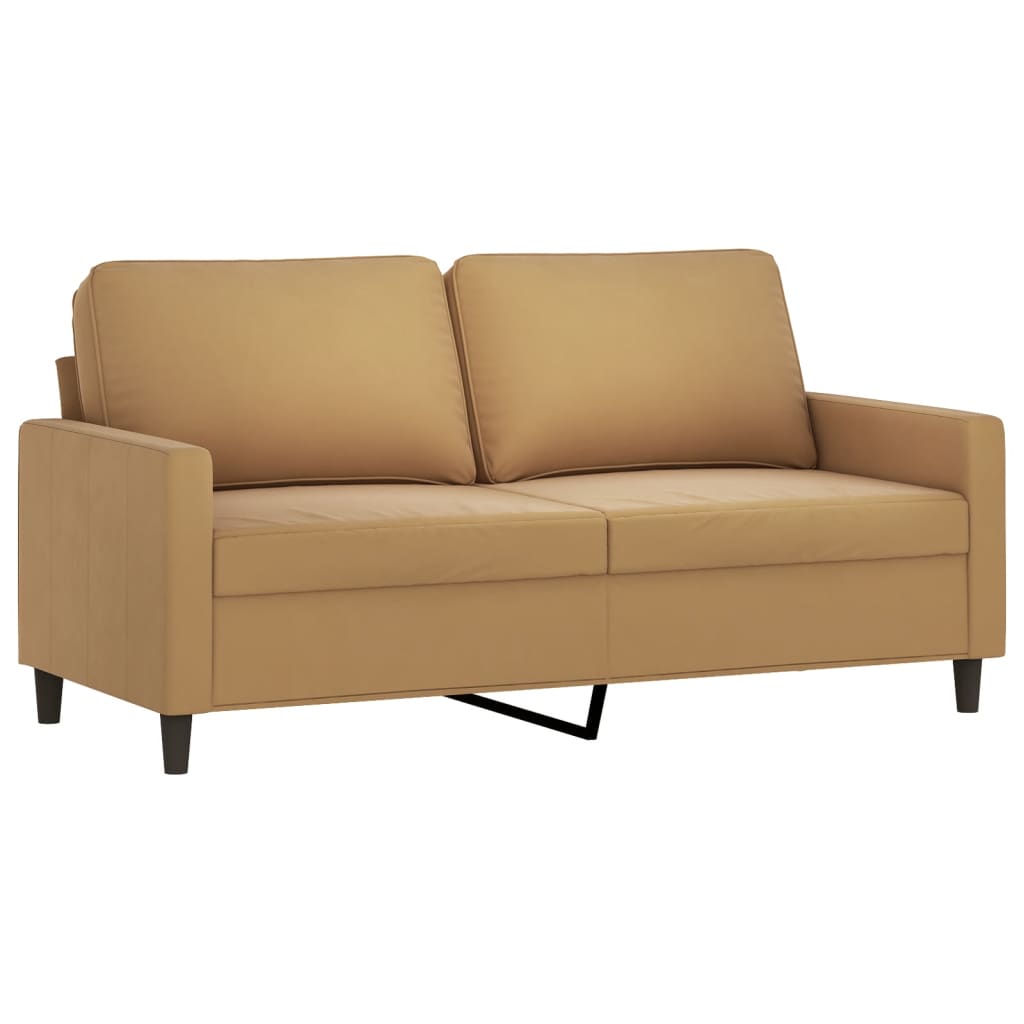 2-piece sofa set with cushions brown velvet