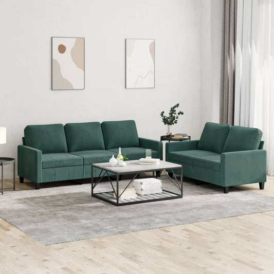 2-piece sofa set with cushions dark green velvet