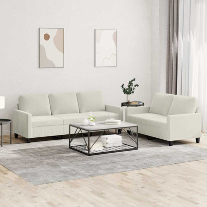 2-tlg. Sofagarnitur mit Kissen Creme Samt