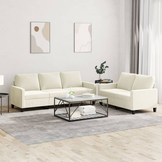 2-piece sofa set with cushions cream velvet