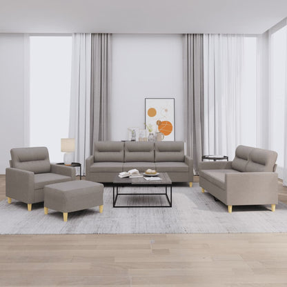 4-tlg. Sofagarnitur mit Kissen Taupe Stoff
