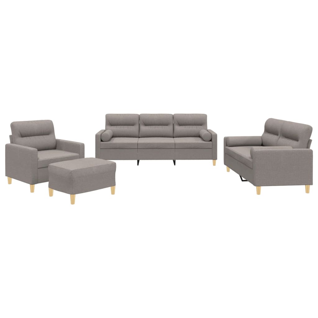 Ensemble de canapé 4 pièces avec coussins en tissu taupe
