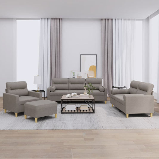Ensemble de canapé 4 pièces avec coussins en tissu taupe