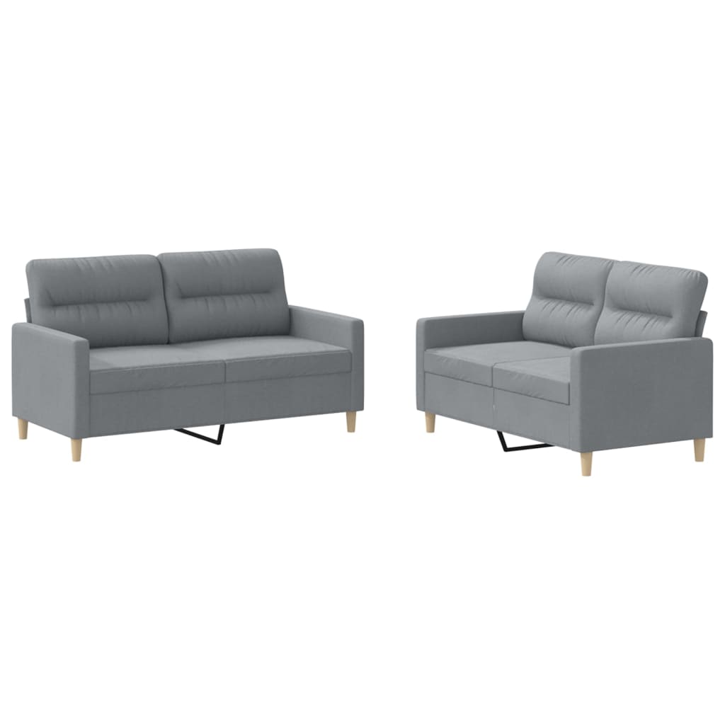 Ensemble de canapé 2 pièces avec coussins en tissu gris clair