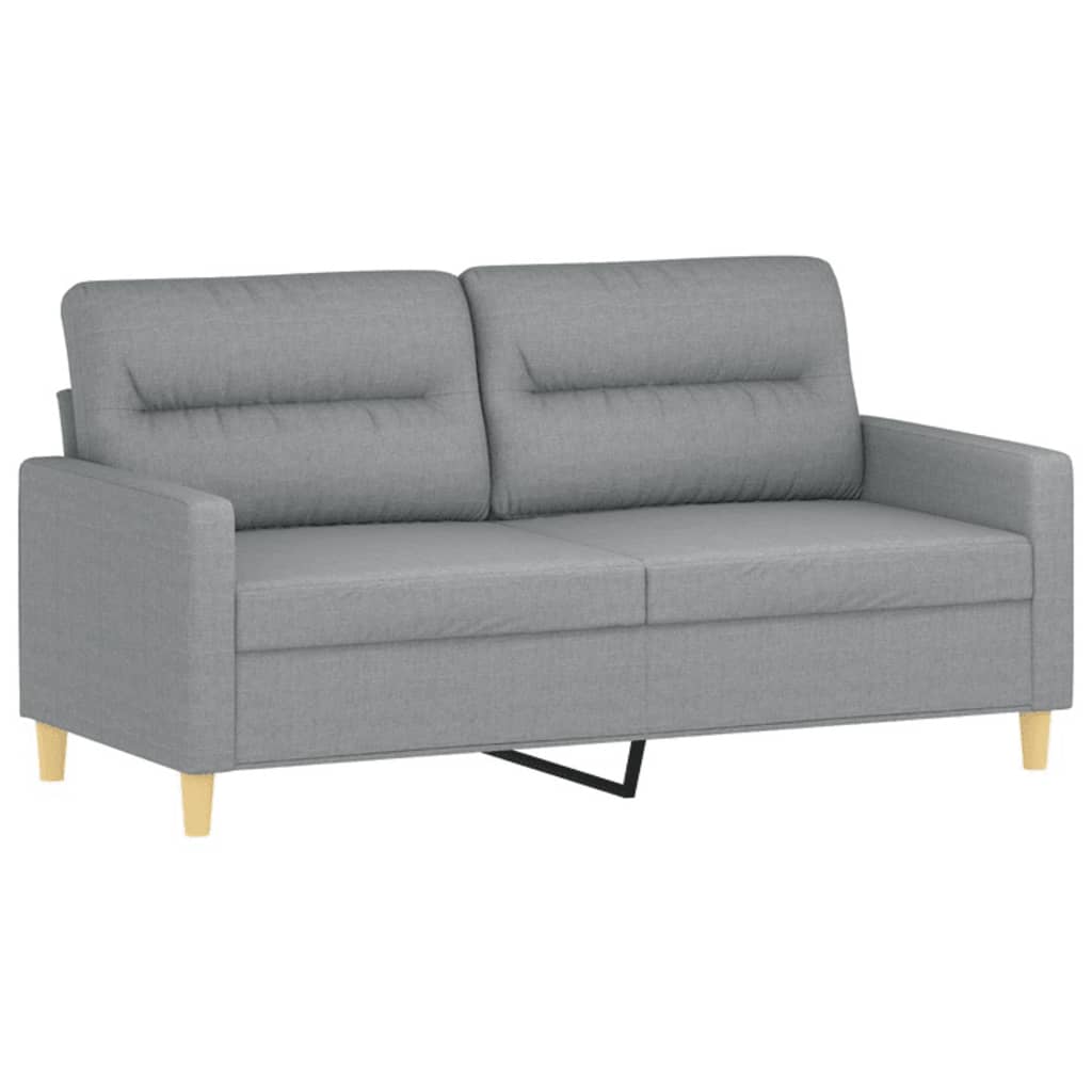 Ensemble de canapé 2 pièces avec coussins en tissu gris clair
