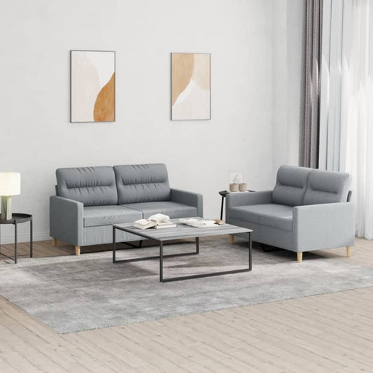 Ensemble de canapé 2 pièces avec coussins en tissu gris clair