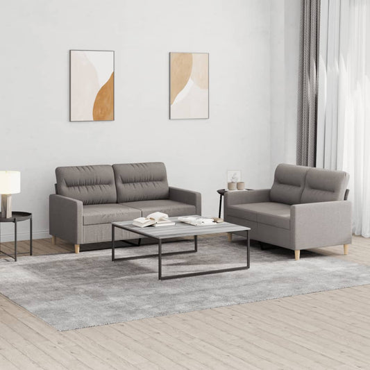 2-piece sofa set with cushions in taupe fabric