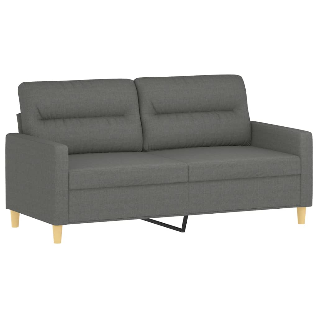 Ensemble de canapé 2 pièces avec coussins en tissu gris foncé