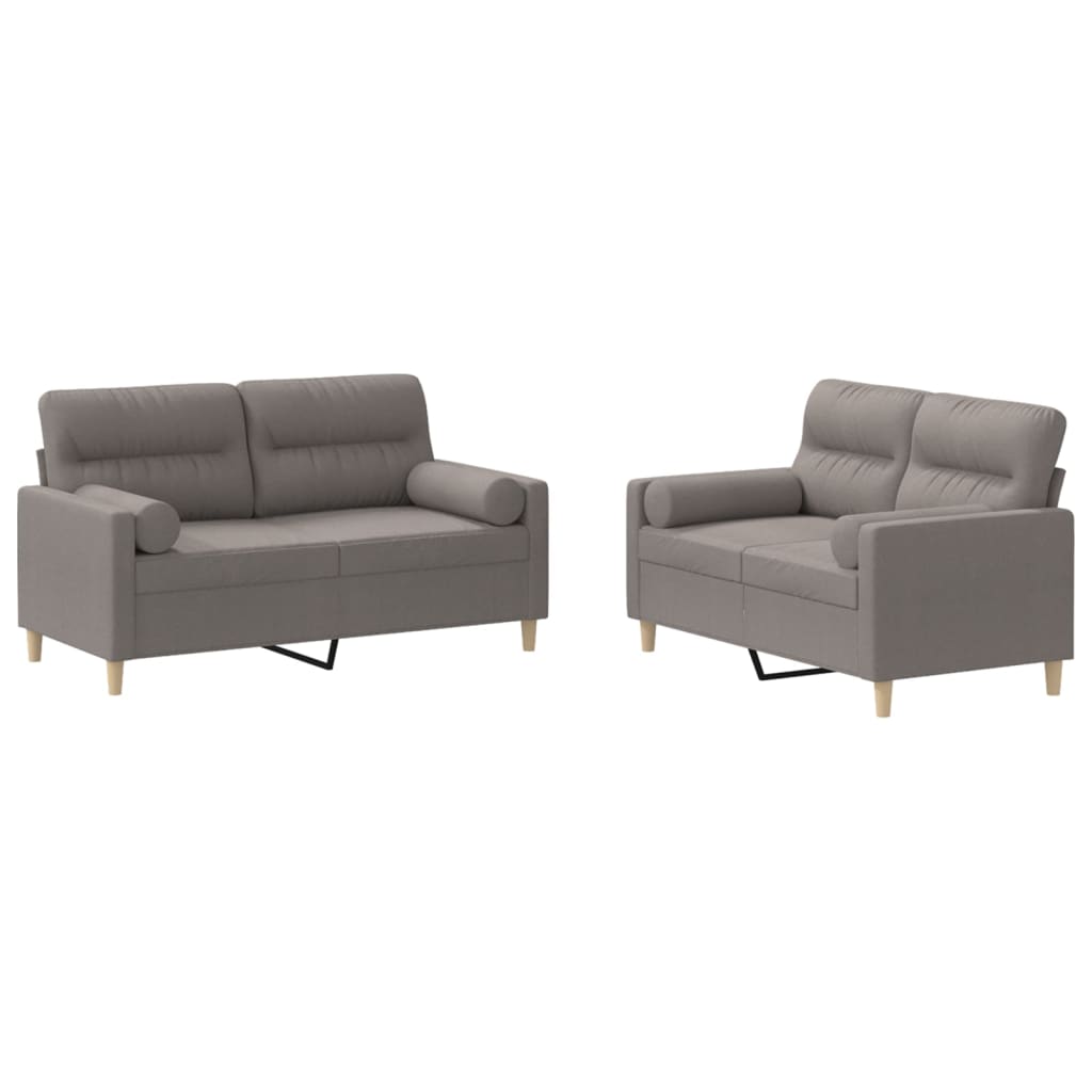 Ensemble de canapé 2 pièces avec coussins en tissu taupe