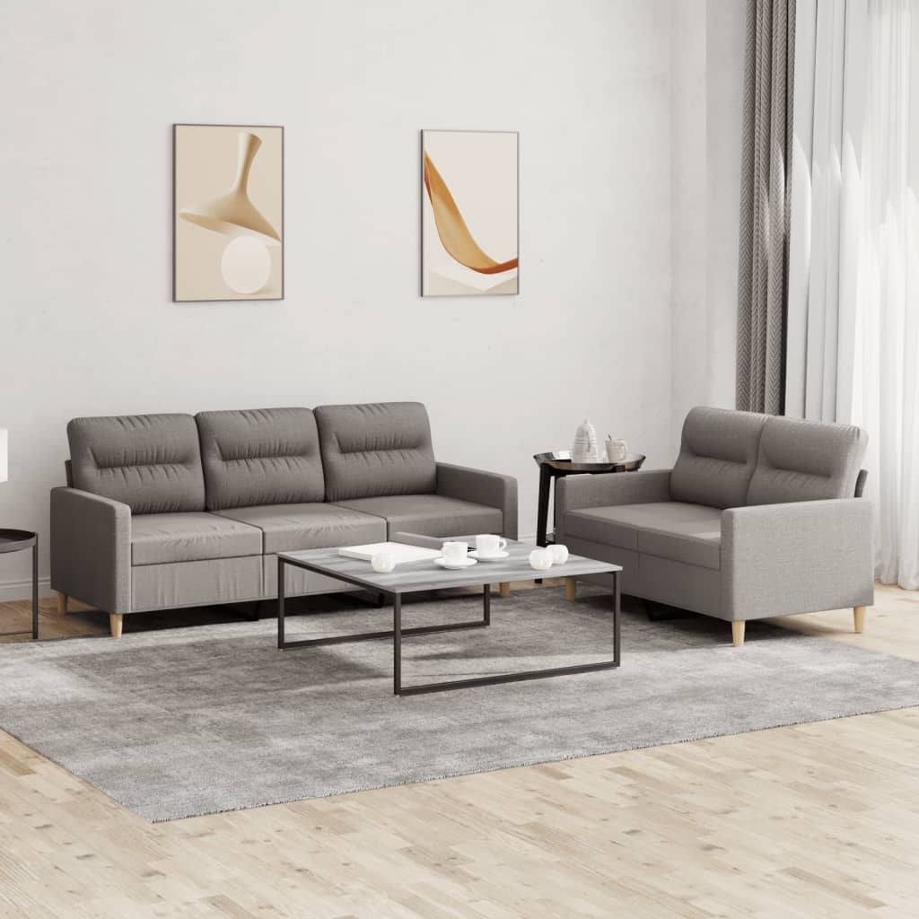 Ensemble de canapé 2 pièces avec coussins en tissu taupe