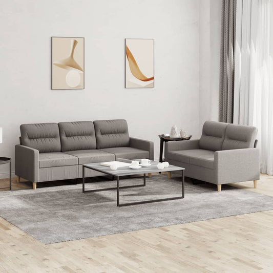 Ensemble de canapé 2 pièces avec coussins en tissu taupe