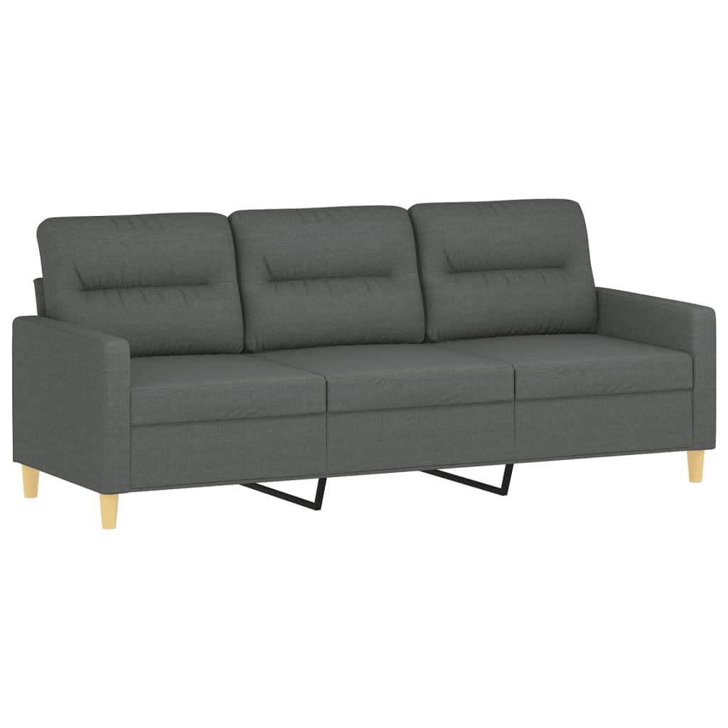 Ensemble de canapé 3 pièces avec coussins en tissu gris foncé