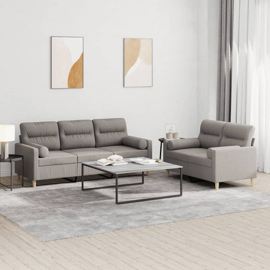 Ensemble de canapé 2 pièces avec coussins en tissu taupe