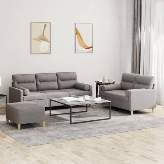 Ensemble de canapé 3 pièces avec coussins en tissu taupe