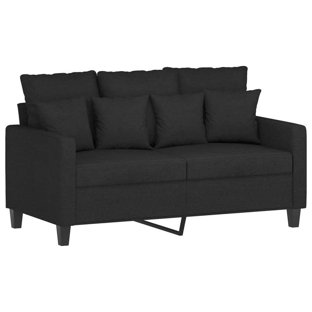 4-tlg. Sofagarnitur mit Kissen Schwarz Stoff