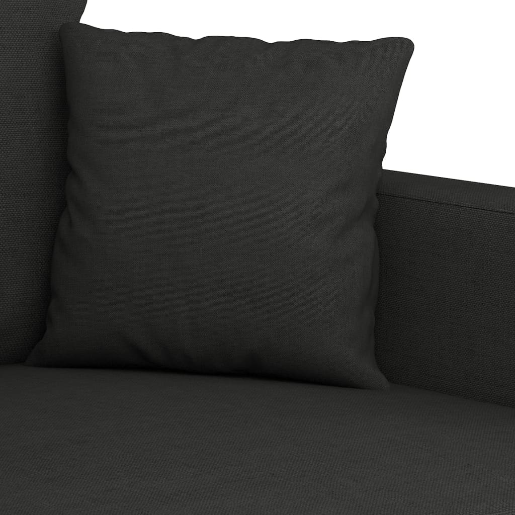 4-tlg. Sofagarnitur mit Kissen Schwarz Stoff