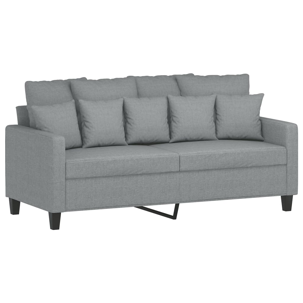 Ensemble de canapé 2 pièces avec coussins en tissu gris clair