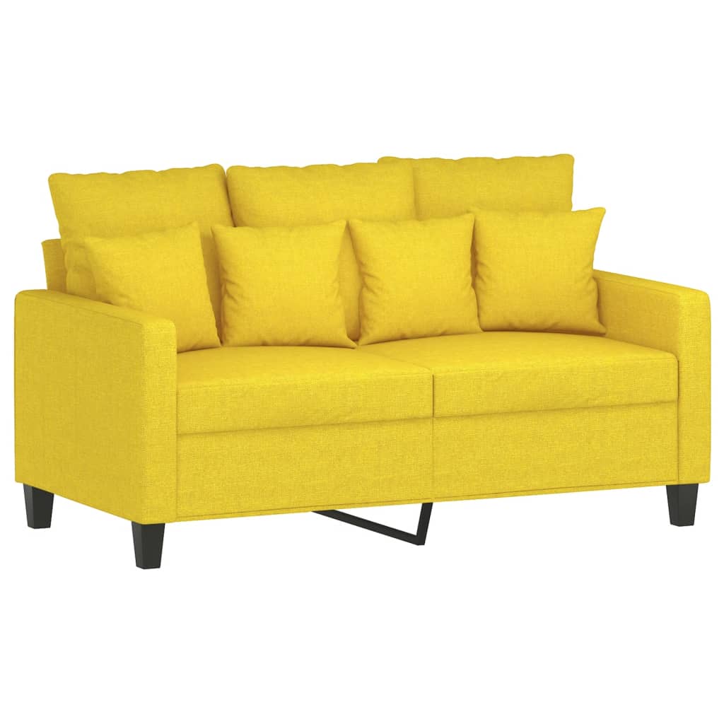 Ensemble de canapé 2 pièces avec coussins en tissu jaune clair