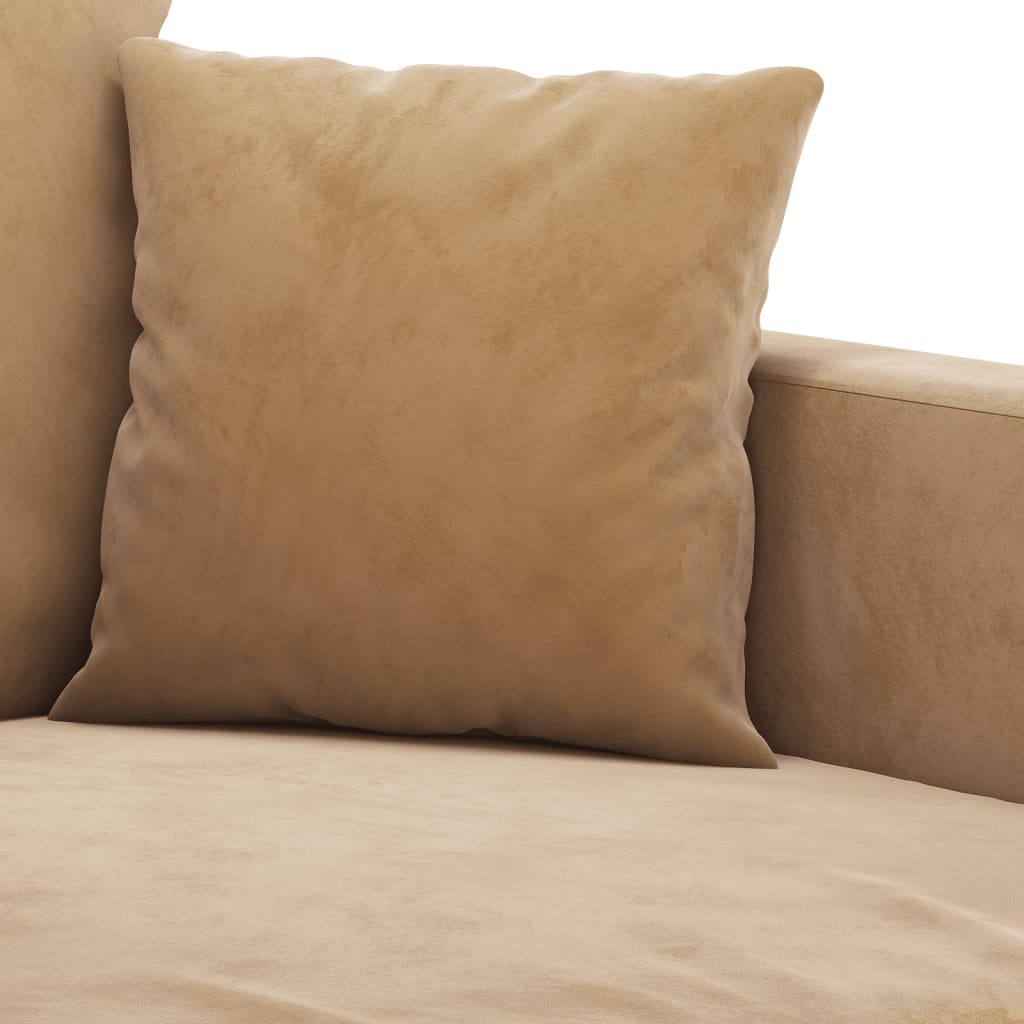 Ensemble de canapé 3 pièces avec coussins en velours marron