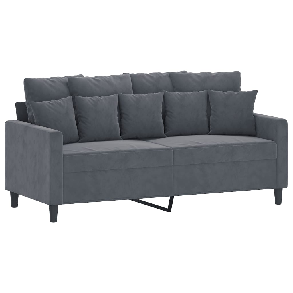 Ensemble de canapé 2 pièces avec coussins en velours gris foncé