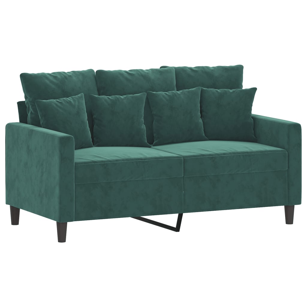 Ensemble de canapé 2 pièces avec coussins en velours vert foncé