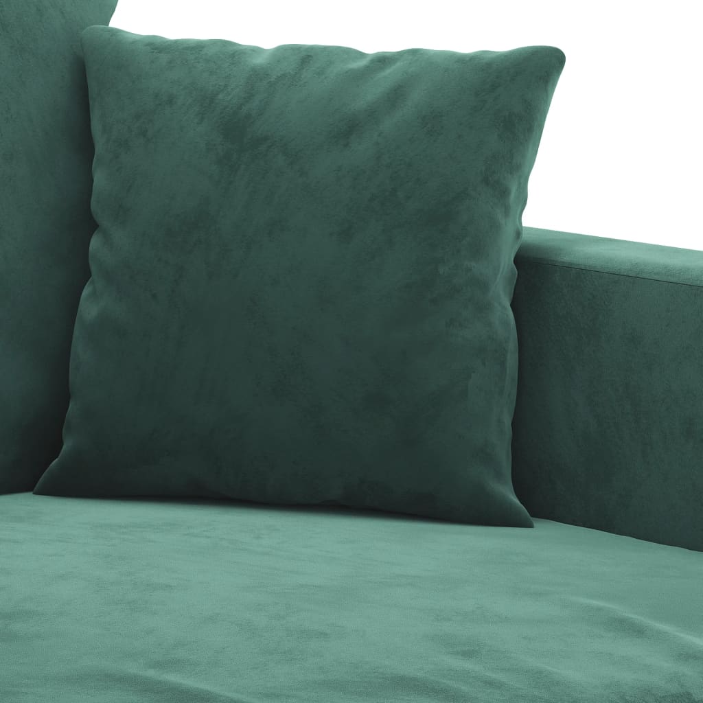 Ensemble de canapé 2 pièces avec coussins en velours vert foncé