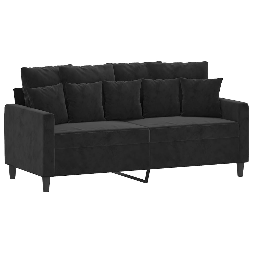 Ensemble de canapé 2 pièces avec coussins en velours noir