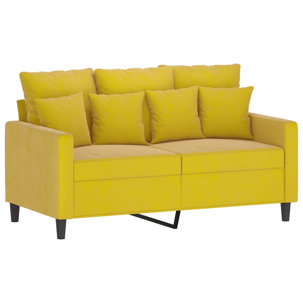 Ensemble de canapé 2 pièces avec coussins en velours jaune