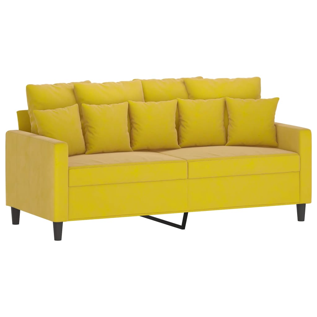 Ensemble de canapé 2 pièces avec coussins en velours jaune
