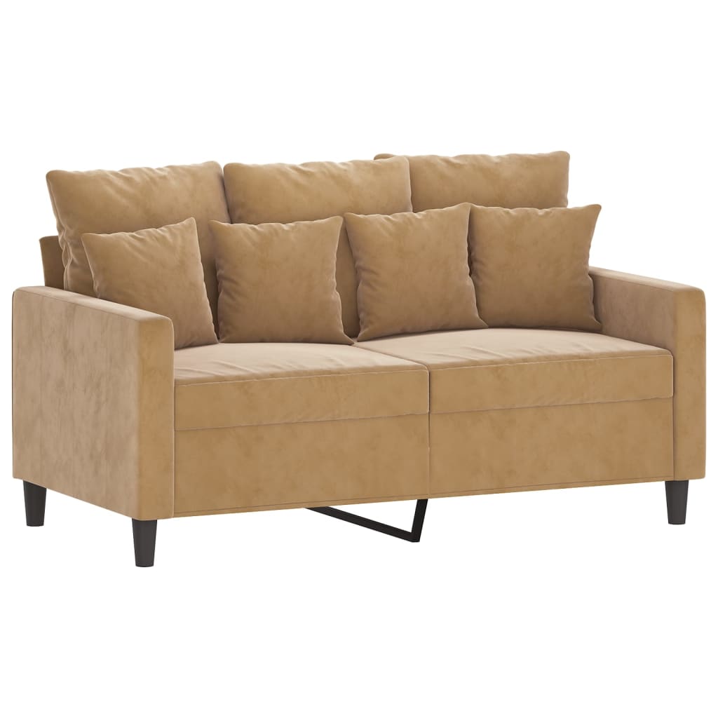 Ensemble de canapé 2 pièces avec coussins en velours marron