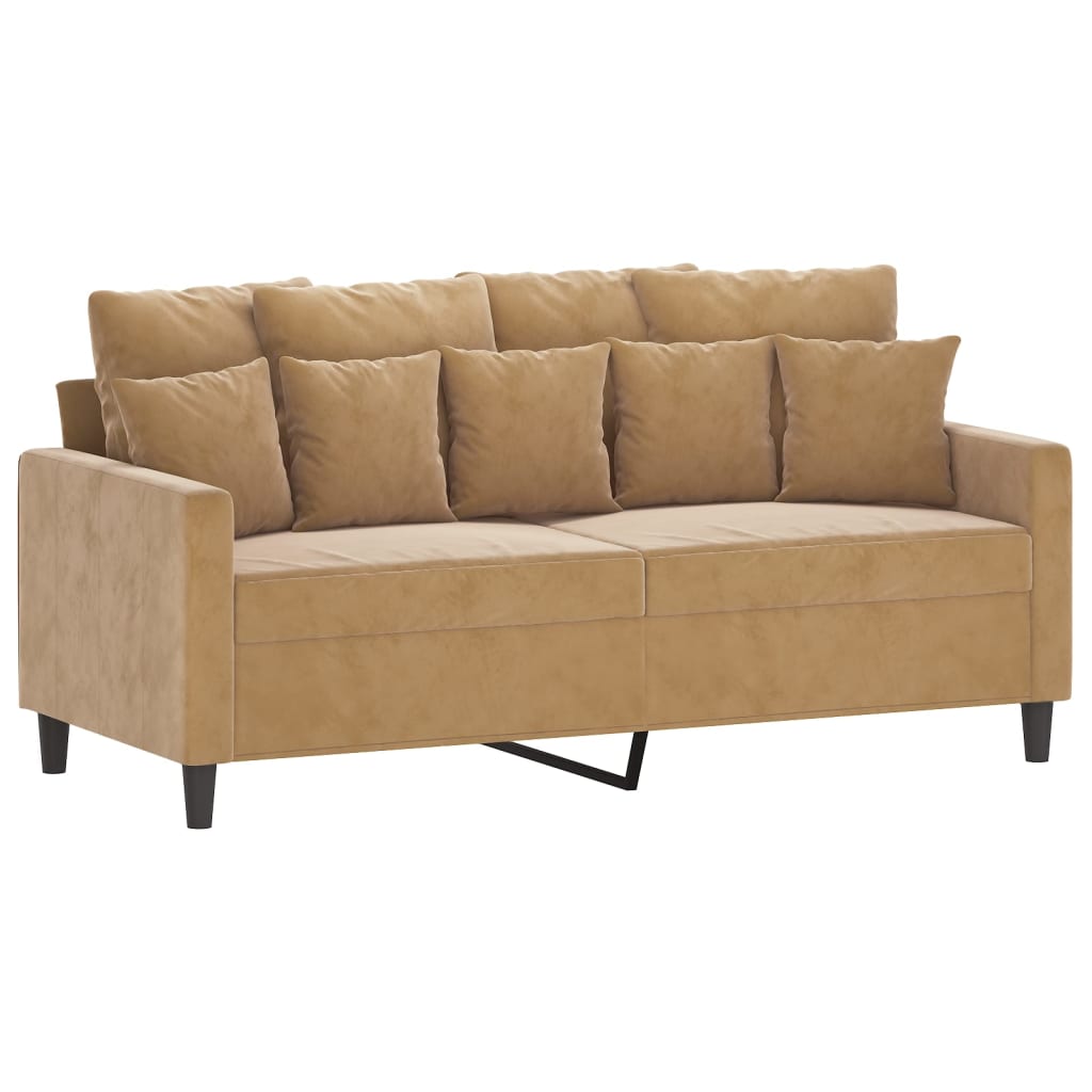 Ensemble de canapé 2 pièces avec coussins en velours marron