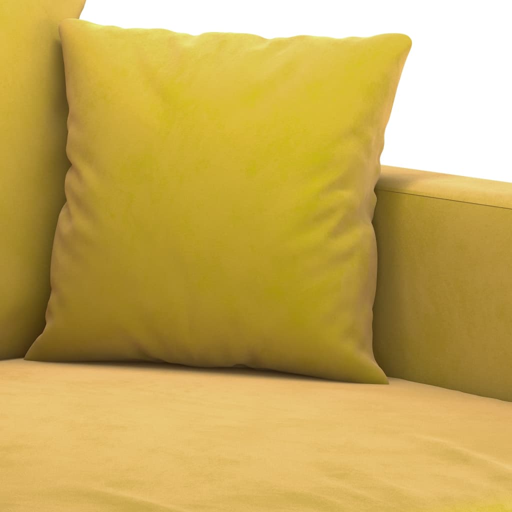 Ensemble de canapé 2 pièces avec coussins en velours jaune