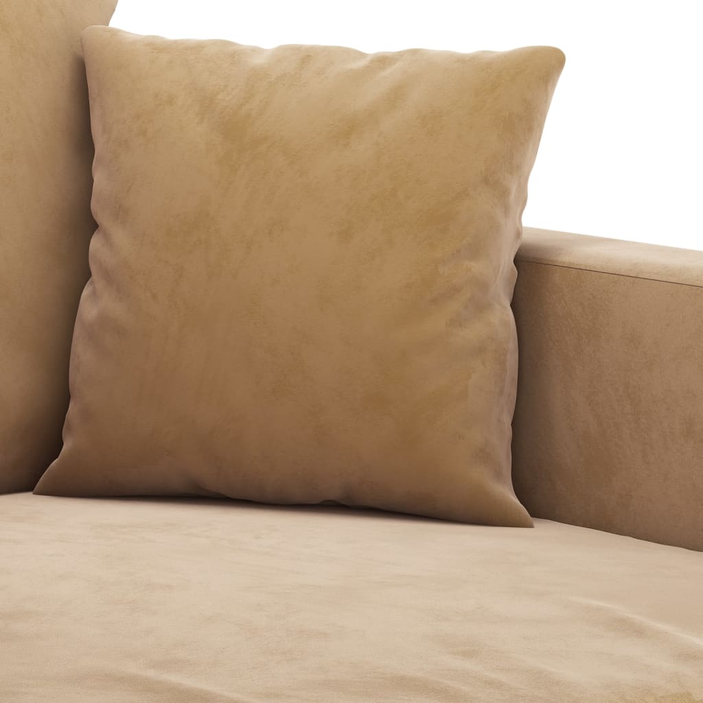 Ensemble de canapé 2 pièces avec coussins en velours marron