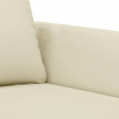 2-tlg. Sofagarnitur mit Kissen Creme Kunstleder