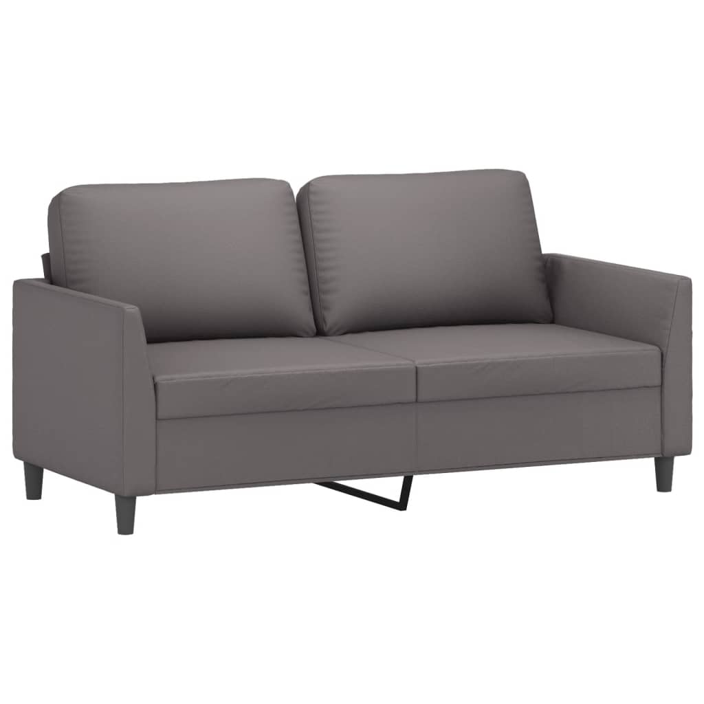 Ensemble de canapé 2 pièces avec coussins, similicuir gris