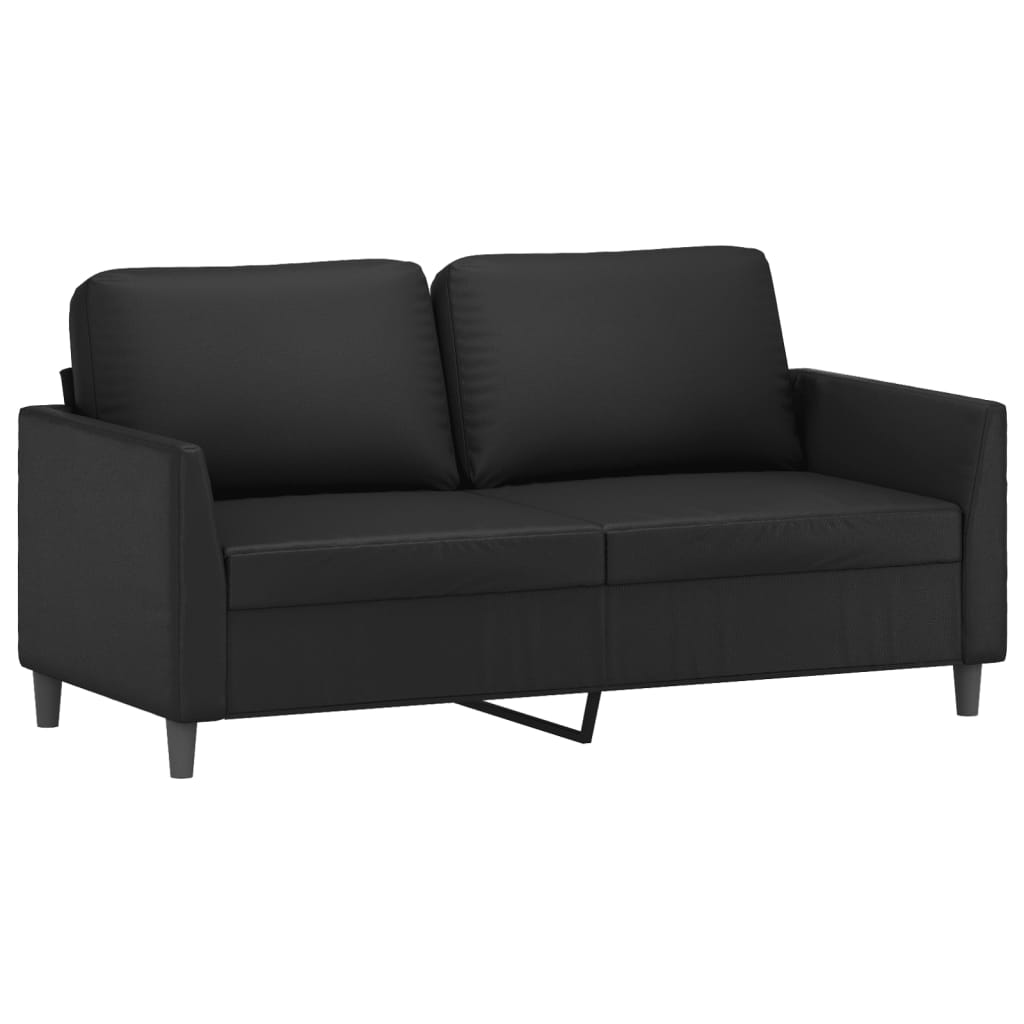 Ensemble de canapé 3 pièces avec coussins, similicuir noir