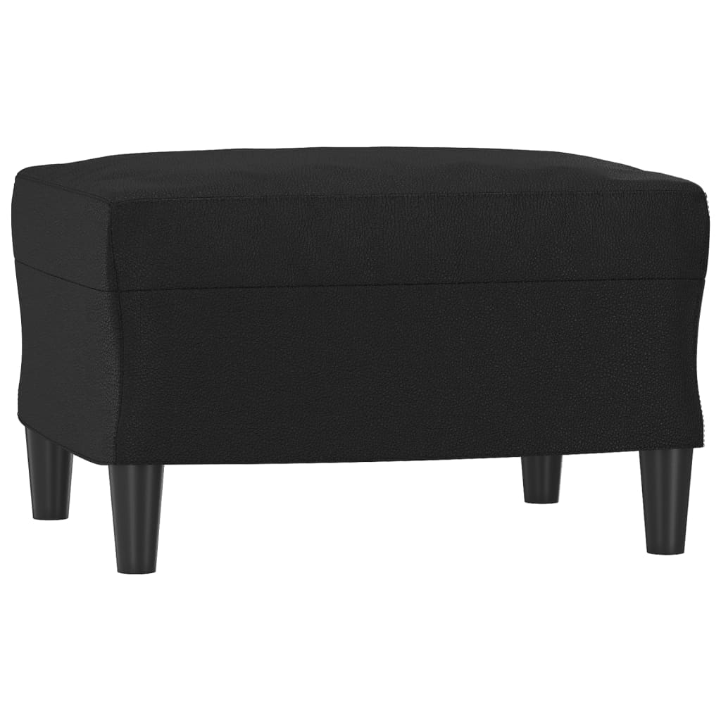 Ensemble de canapé 3 pièces avec coussins, similicuir noir