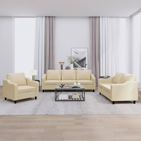 Ensemble de canapé 3 pièces avec coussins en tissu crème