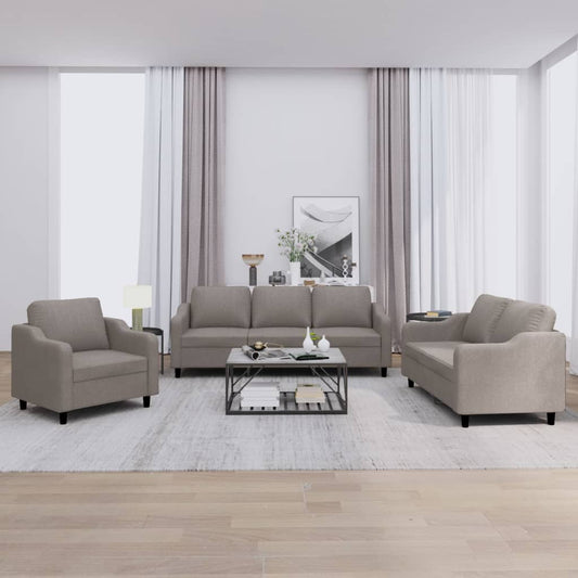Ensemble de canapé 3 pièces avec coussins en tissu taupe