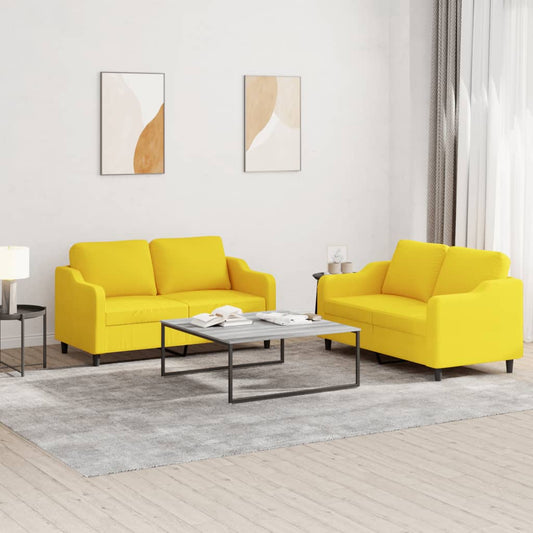 Ensemble de canapé 2 pièces avec coussins en tissu jaune clair