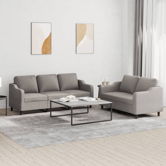 Ensemble de canapé 2 pièces avec coussins en tissu taupe