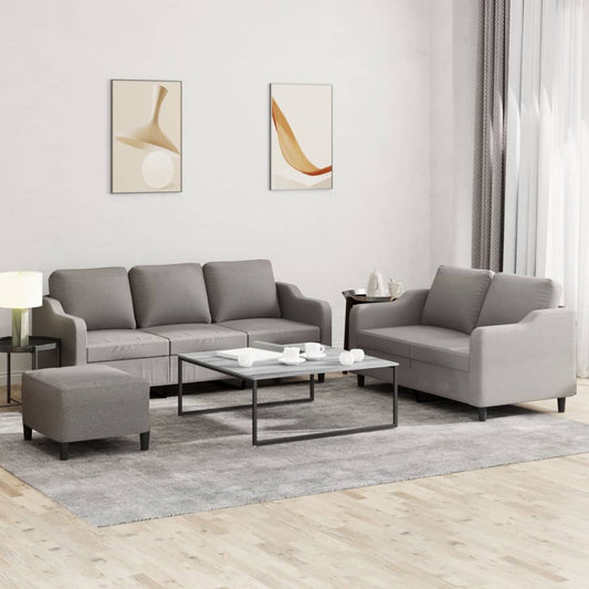 3-piece sofa set with cushions in taupe fabric
