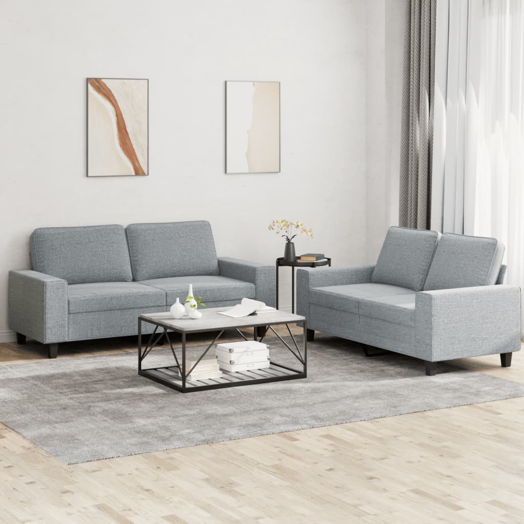 Ensemble de canapé 2 pièces en tissu gris clair