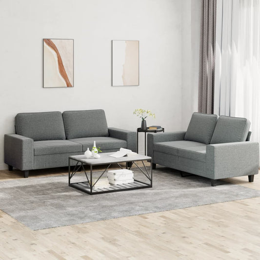 Ensemble de canapé 2 pièces en tissu gris foncé