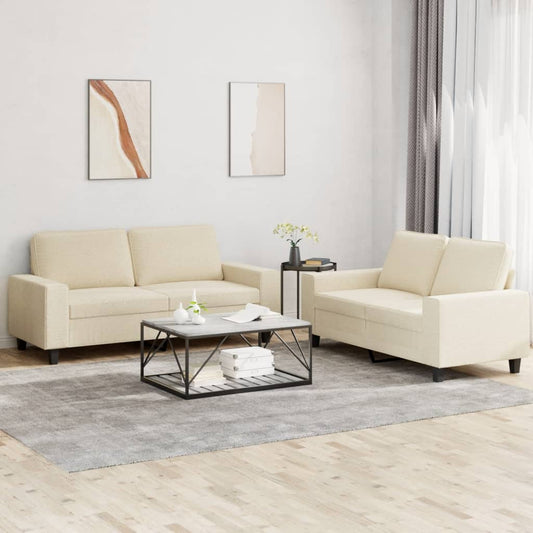 Ensemble de canapé 2 pièces en tissu crème