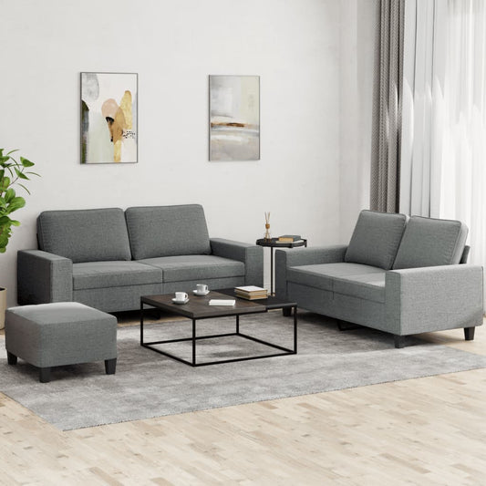 3-piece sofa set in dark grey fabric