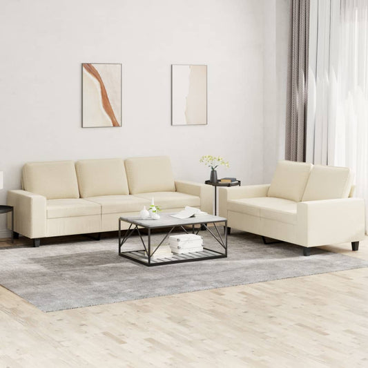 Ensemble de canapé 2 pièces en tissu crème