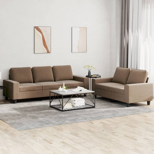 Ensemble de canapé 2 pièces en tissu marron