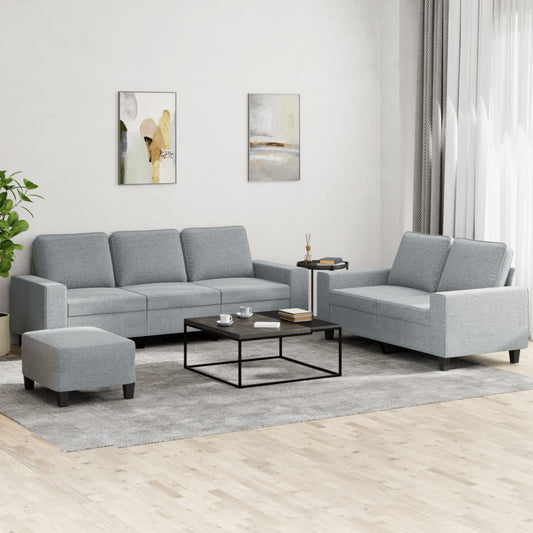 Ensemble de canapé 3 pièces en tissu gris clair